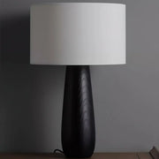 Rustic Bedroom Organic Drum Shade Wood Table Lamp