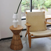 Rustic Brown Pedestal Round Natural Wood Side Table