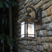 Rustic Curved and Square Exterior Lantern Wall Sconce