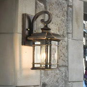 Rustic Curved and Square Exterior Lantern Wall Sconce