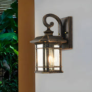 Rustic Curved and Square Exterior Lantern Wall Sconce