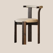 Rustic Curved Back Wood Dining Chairs with Upholstered Seat