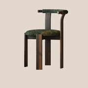 Rustic Curved Back Wood Dining Chairs with Upholstered Seat