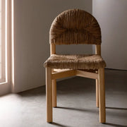 Rustic Curved Braided Rope Dining Chair Natural Finish