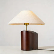 Rustic Dark Wood Walnut Geometric Inline Switch Table Lamp