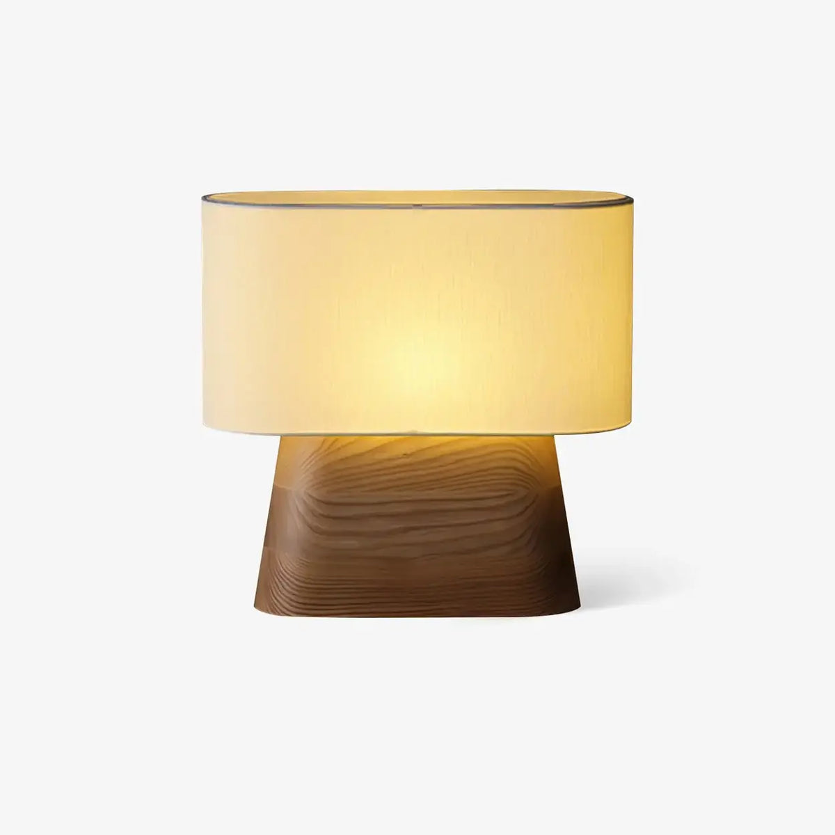 Rustic Fabric Oval Shade Wood Base Table Lamp
