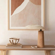 Rustic Flax Cone Shade Natural Wood Plug In Table Lamp