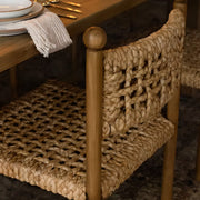 Rustic Handwoven Braided Rope Wood Open Back Dining Chair