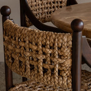 Rustic Handwoven Braided Rope Wood Open Back Dining Chair