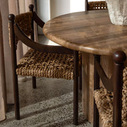 Rustic Handwoven Braided Rope Wood Open Back Dining Chair