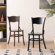 Rustic Mid-Century Wooden Back Curved Dining Chair