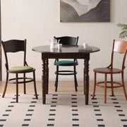 Rustic Mid-Century Wooden Back Curved Dining Chair