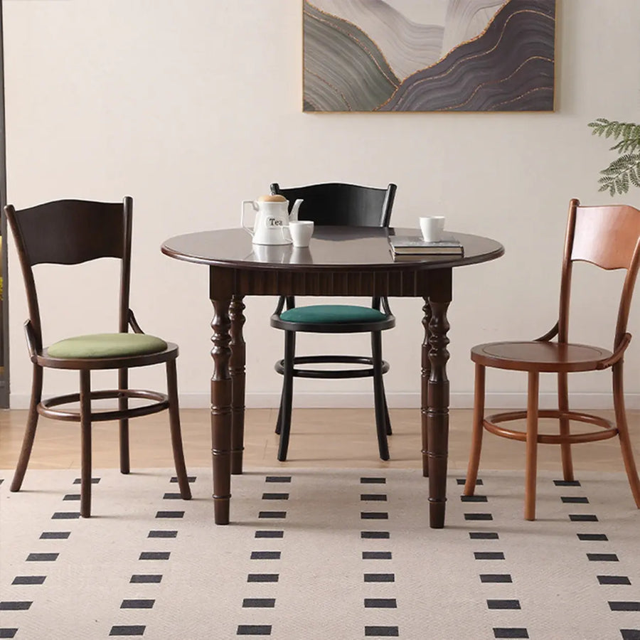 Rustic Mid-Century Wooden Back Curved Dining Chair