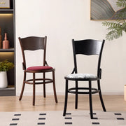 Rustic Mid-Century Wooden Back Curved Dining Chair