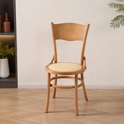 Rustic Mid-Century Wooden Back Curved Dining Chair
