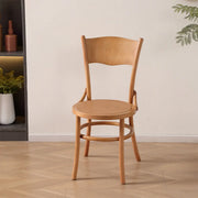 Rustic Mid-Century Wooden Back Curved Dining Chair
