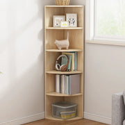Rustic Natural Finish Triangle Vertical Corner Bookcase