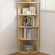 Rustic Natural Finish Triangle Vertical Corner Bookcase