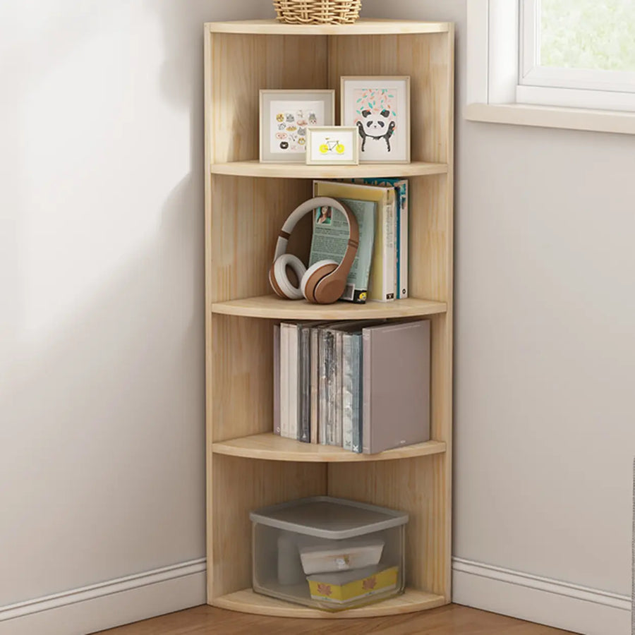 Rustic Natural Finish Triangle Vertical Corner Bookcase