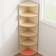 Rustic Natural Finish Triangle Vertical Corner Bookcase