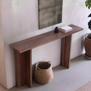 Rustic Natural Rectangular Wood Entryway Console Table