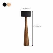 Rustic Push-Thru Wood Tree Fabric Drum Floor Lamp