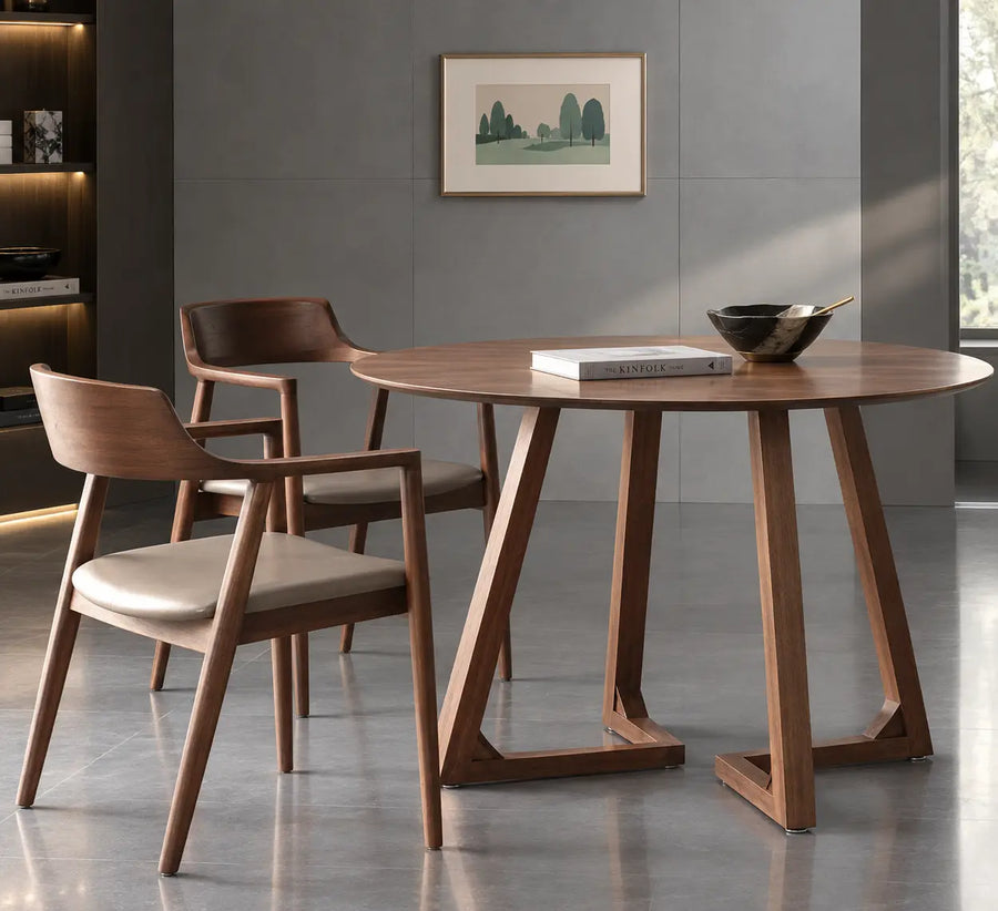 Rustic Round Wood Brown Small Dining Table