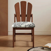 Rustic Slatted Back Pattern Cushion Wood Dining Chair