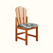 Rustic Slatted Back Pattern Cushion Wood Dining Chair