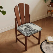 Rustic Slatted Back Pattern Cushion Wood Dining Chair