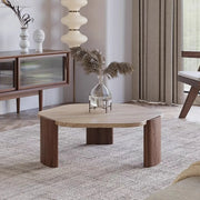 Rustic Small Round Scratch-Resist Travertine Coffee Table