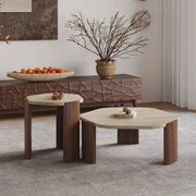 Rustic Small Round Scratch-Resist Travertine Coffee Table