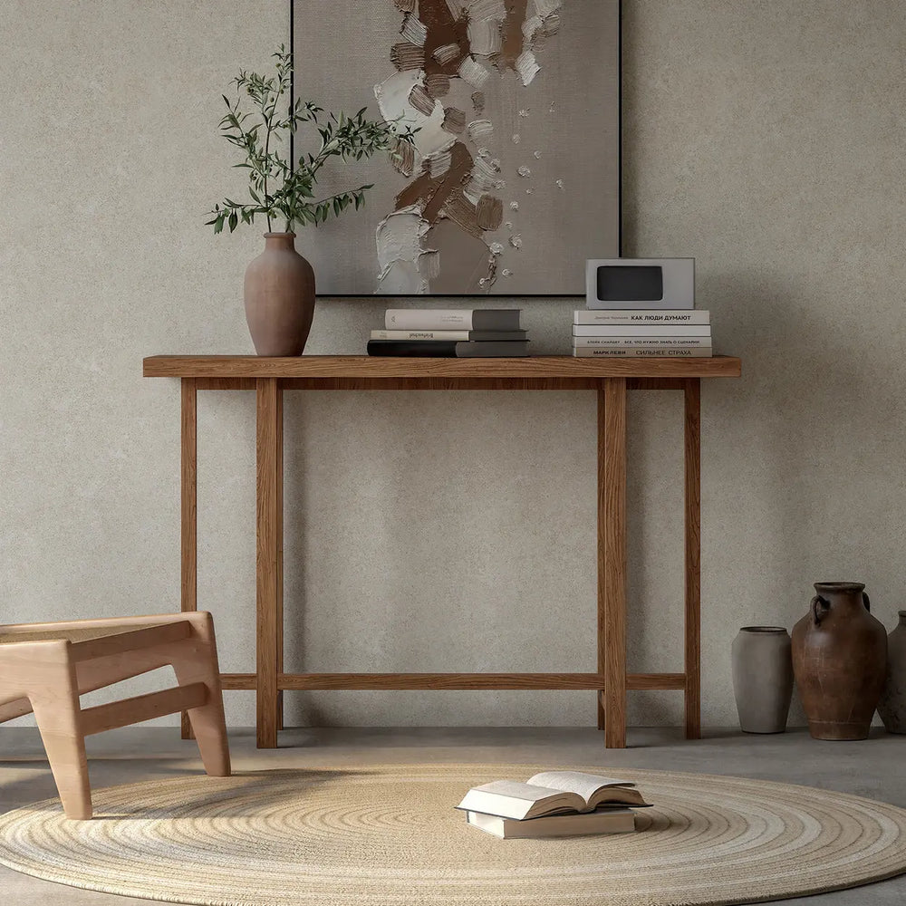 Rustic Stain Resistant Solid Wood Entryway Console Table