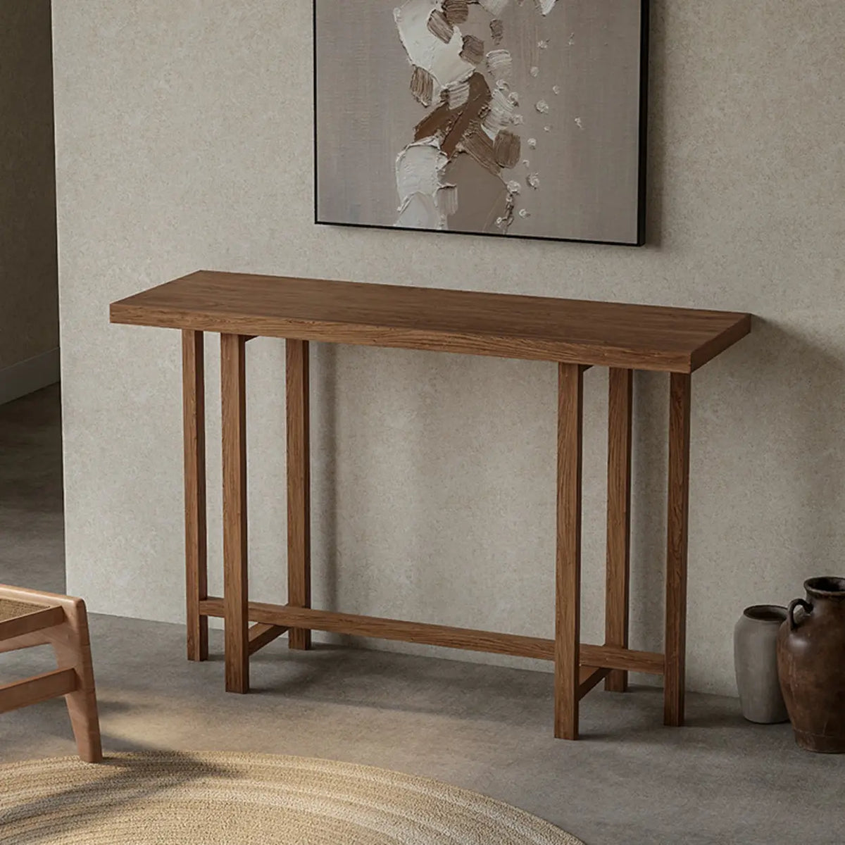 Rustic Stain Resistant Solid Wood Entryway Console Table