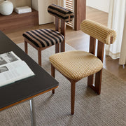 Rustic Upholstered Open Back Dining Chair with Wooden Frame