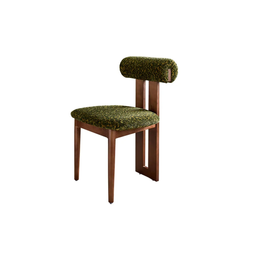 Rustic Upholstered Open Back Dining Chair with Wooden Frame