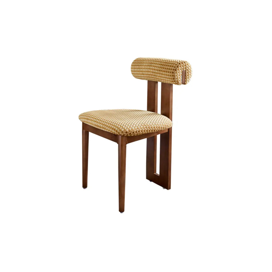 Rustic Upholstered Open Back Dining Chair with Wooden Frame