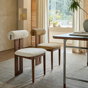 Rustic Upholstered Open Back Dining Chair with Wooden Frame