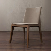 Rustic Upholstered Solid Back Wood Frame Dining Chair