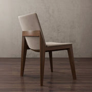 Rustic Upholstered Solid Back Wood Frame Dining Chair