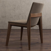 Rustic Upholstered Solid Back Wood Frame Dining Chair