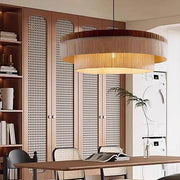 Rustic Wabi-sabi Tiered Fringe Round Adjustable Chandelier