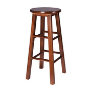 Rustic Wood Black Walnut White Round Bar Stool With Footrest