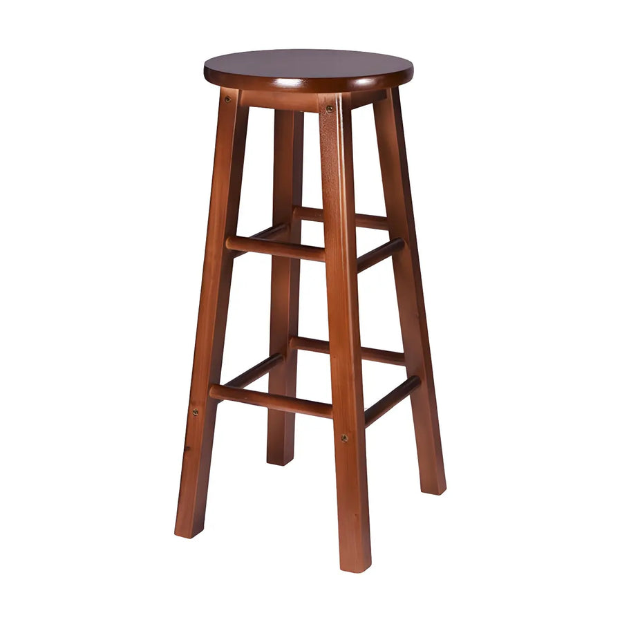 Rustic Wood Black Walnut White Round Bar Stool With Footrest