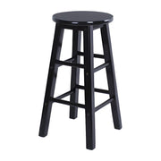 Rustic Wood Black Walnut White Round Bar Stool With Footrest
