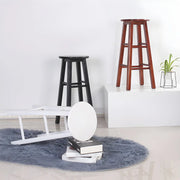 Rustic Wood Black Walnut White Round Bar Stool With Footrest