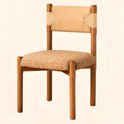 Rustic Wood Woven Rope Open Back Armless Dining Chair