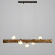 Rustic Wooden Beam and Bubble Island Pendant Light