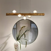 Rustic Wooden Beam and Bubble Island Pendant Light