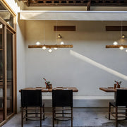 Rustic Wooden Beam and Bubble Island Pendant Light